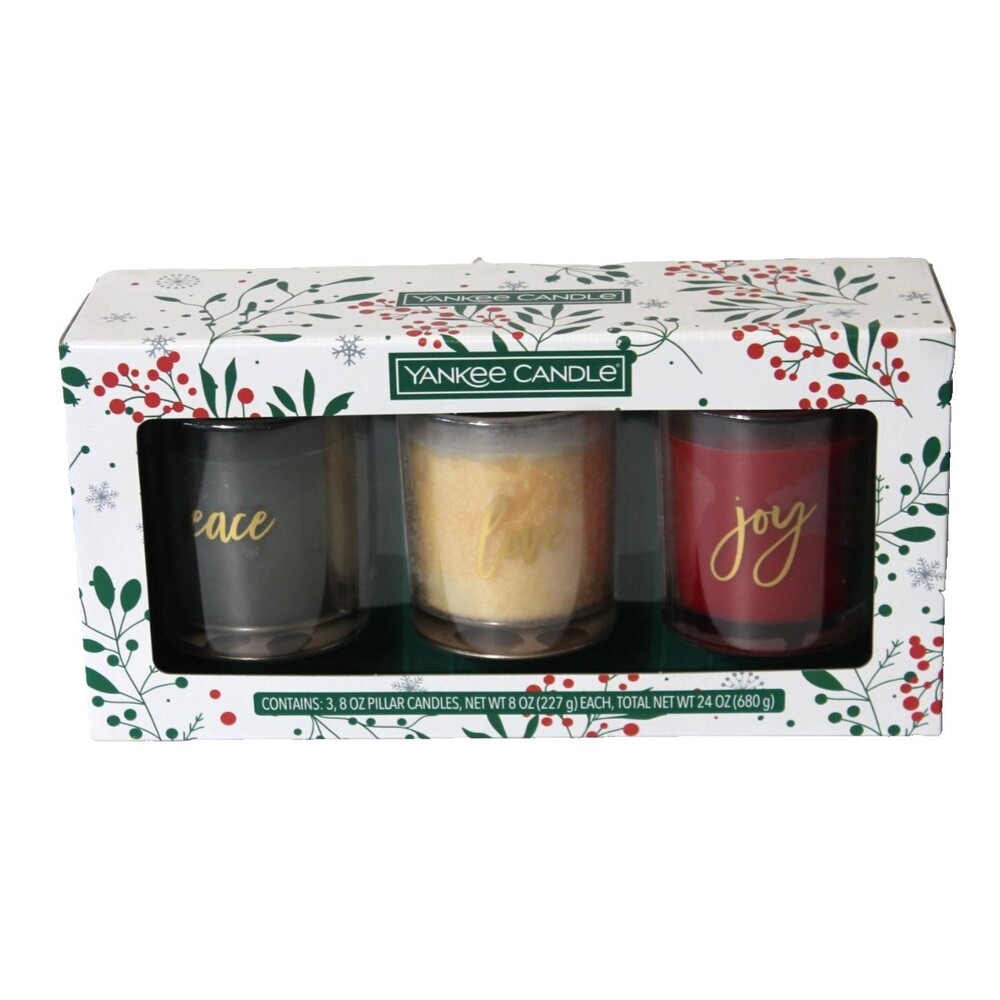 Yankee Candle Peace Love & Joy Tumbler Candle Gift Set of 3 New Holiday